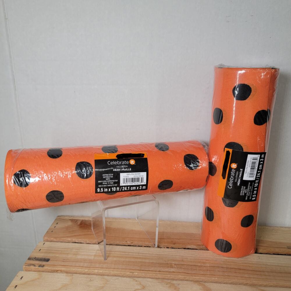 2 Rolls Celebrate It Halloween Mesh 9.5 in x 10 ft - NEW